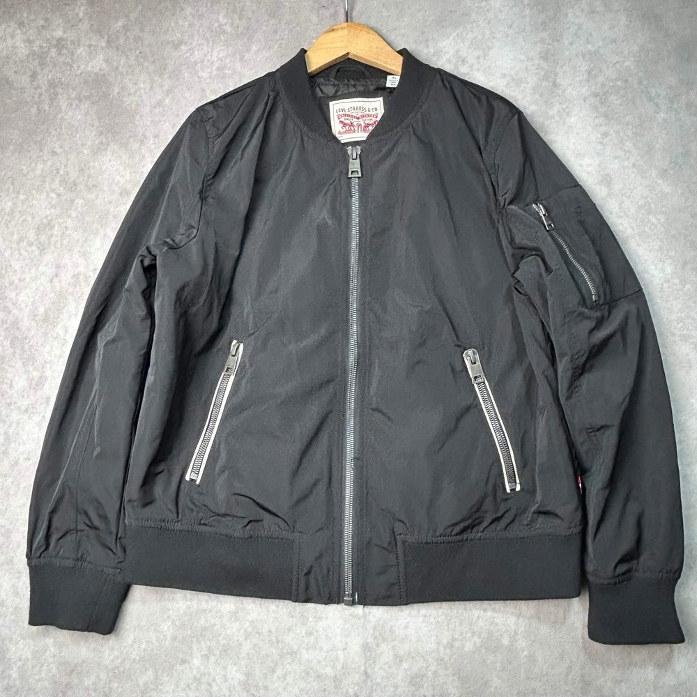 Levi's Mens XL Black Full Zip Bomber Jacket Utility Pocket